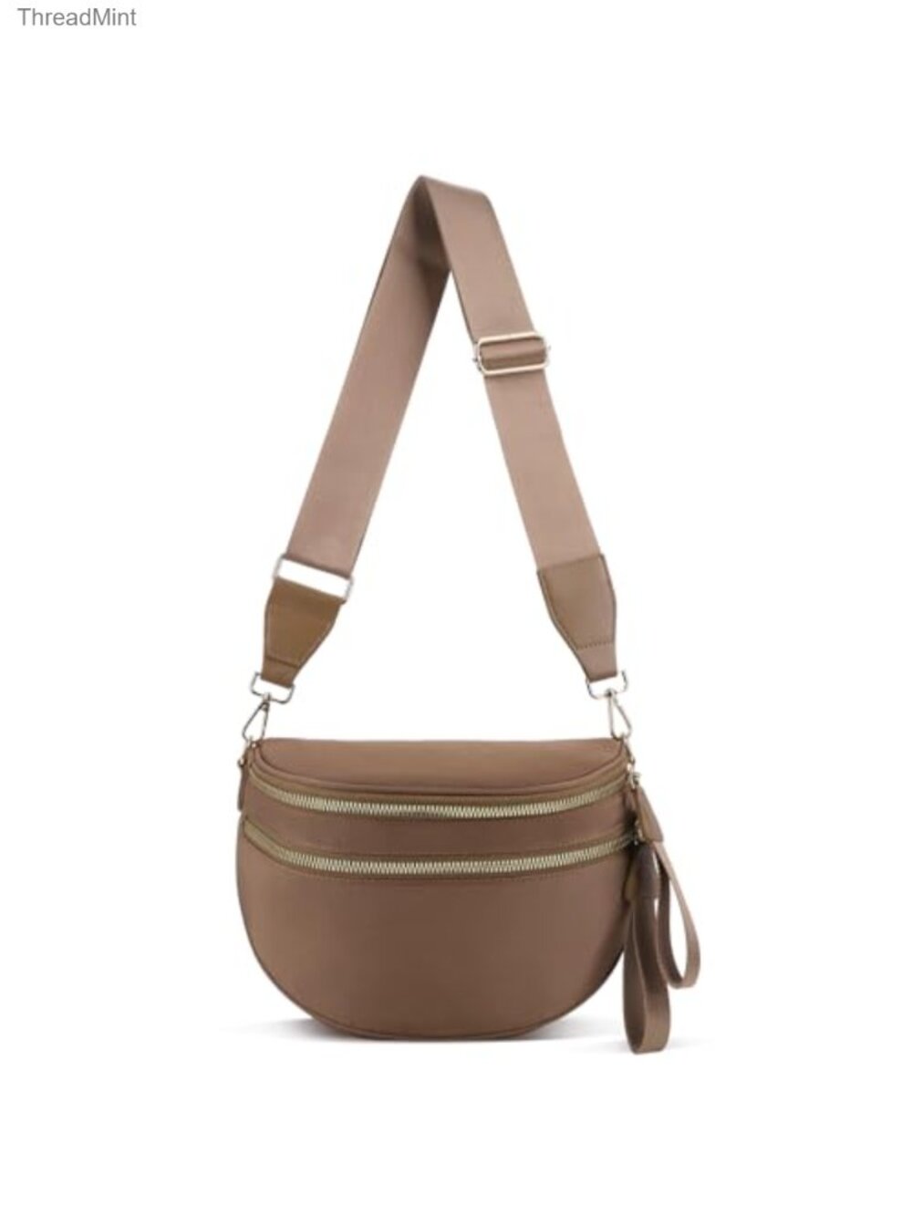 Nylon Half Moon Sling Bag Crossbody Waist Purse with Adjustable Strap